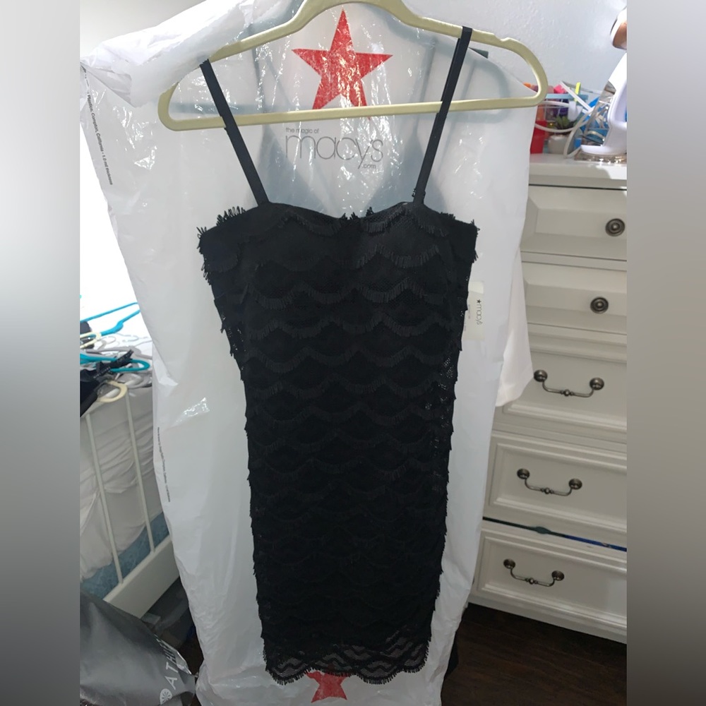 Brand New Guess Black Fringe Mini Dress